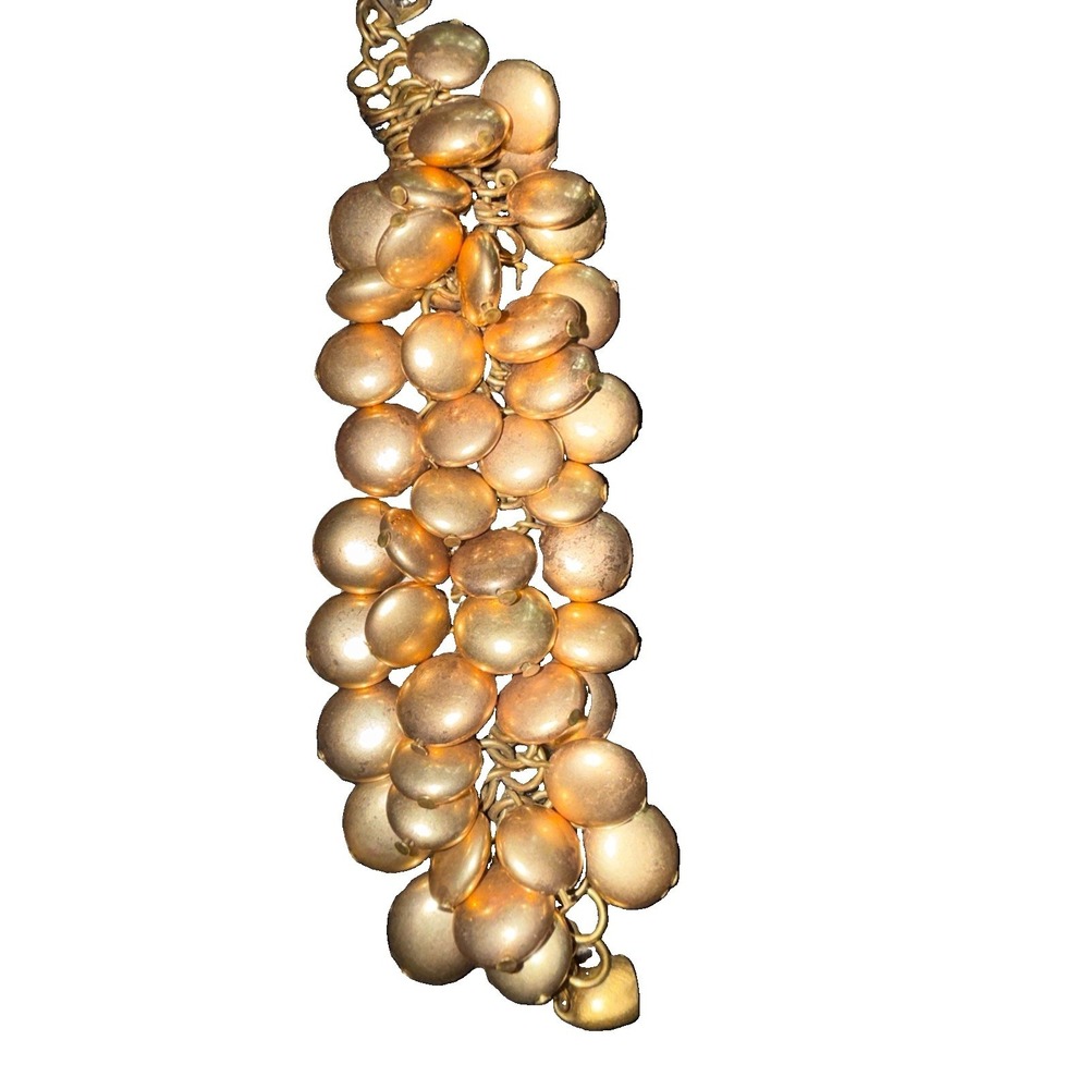 VTG Chico's Heavy Brass Dome Bead Chunky Charm Bracelet Statement Boho 7" 90's